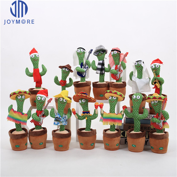 JM 120 English Songs Funny Electron Talk-back Repeat Charging Shake Singing Dancing Cactus Game Tree Plush Toys