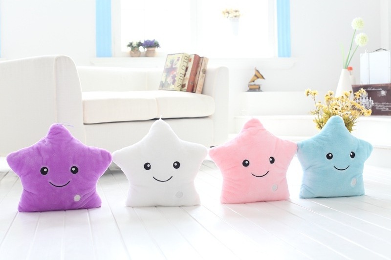 JM Star Pillow Plush Toys Cute Luminous Pillow Toy Led Light Glow in Dark Plush Pillow Doll kids Toys for Children