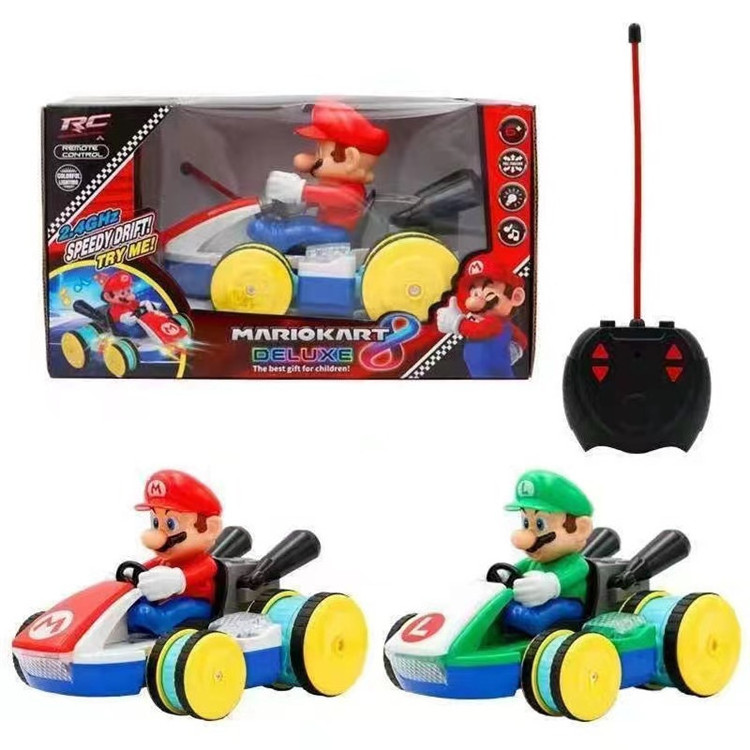 JM Wholesale cartoon car mario luigi action figure remote control battery vehicle Kart Cars Figure toys for kids gift