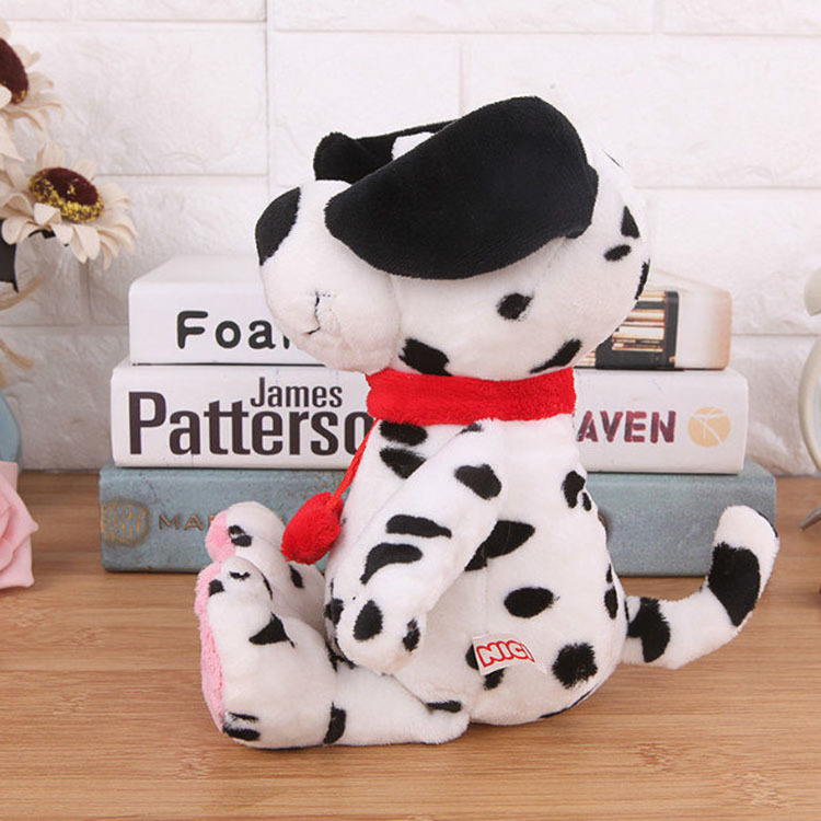 JM New Arrival Cute Spotted Dog Plush Toy  Soft Dalmatian Stuffed Doll With Red Necklace Lifelike Animal Rag Puppy Juguetes