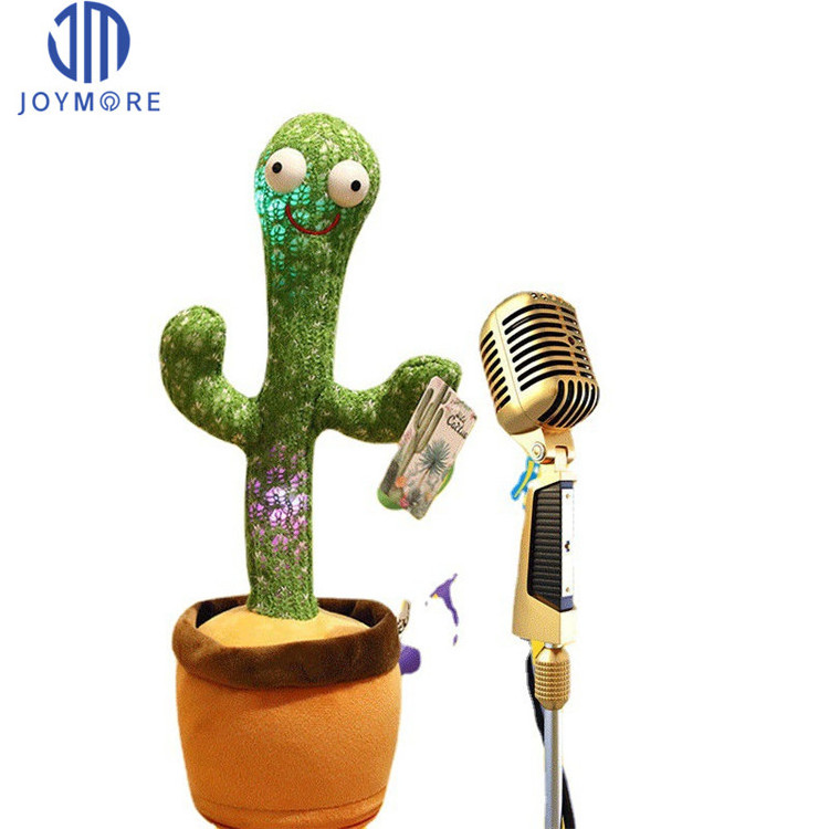 JM 120 English Songs Funny Electron Talk-back Repeat Charging Shake Singing Dancing Cactus Game Tree Plush Toys