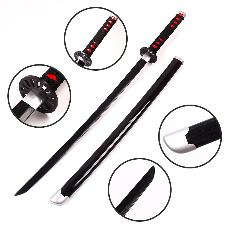 JM Wooden Anime Samurai Sword Cosplay Weapons Katana Demon Slayer Sword Tokitou Muichirou Swords