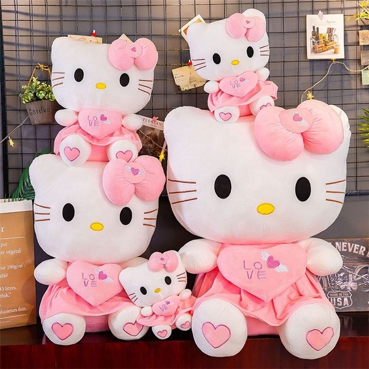 JM Wholesale High Quality Lovely Cute Kawaii Girls Gift KT Cat Doll With Heart Pink KT Plush Toys