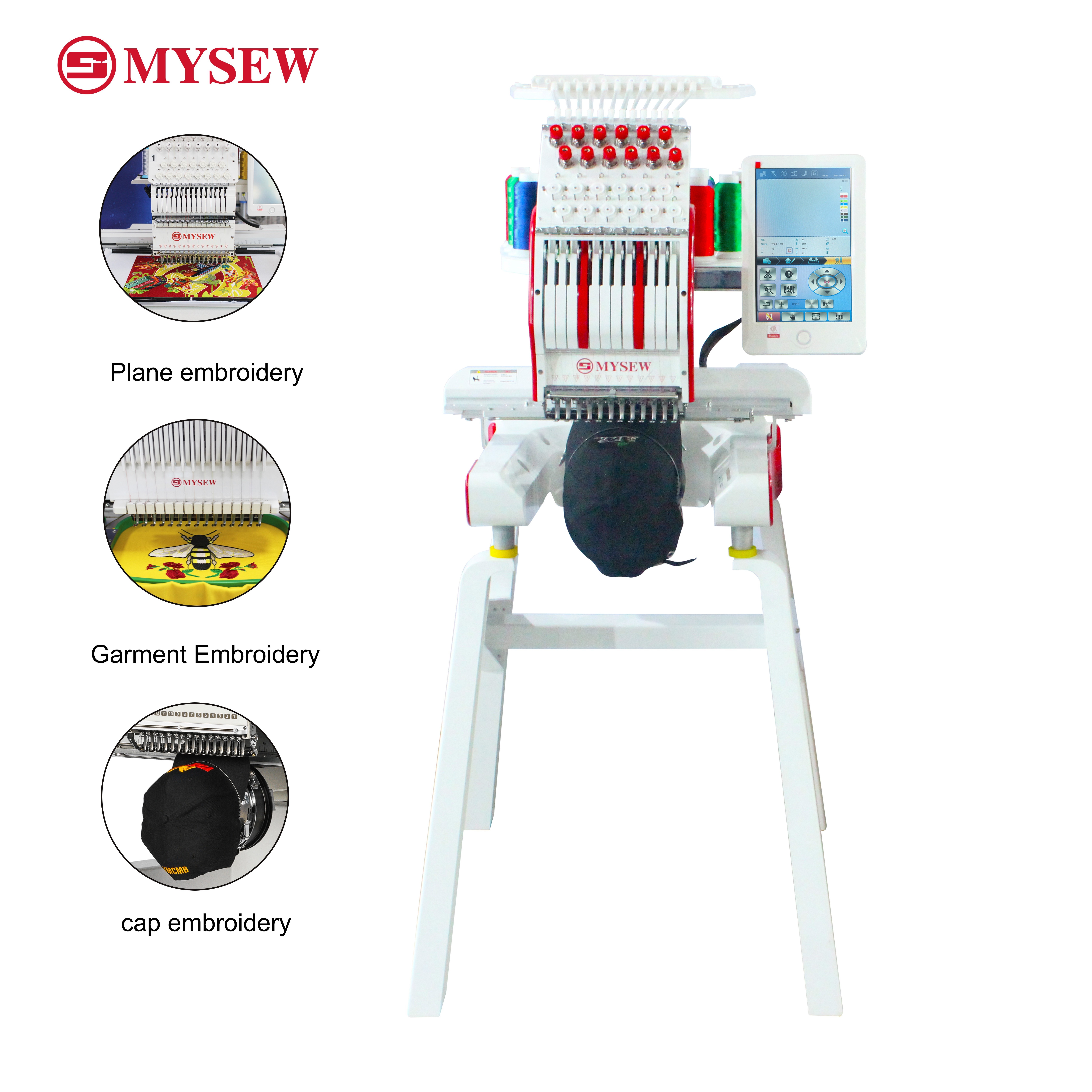 MYS1201N  Single Head Computer Embroidery Machine High Speed Multi Function  Garment Embroidery Machine 12 Color