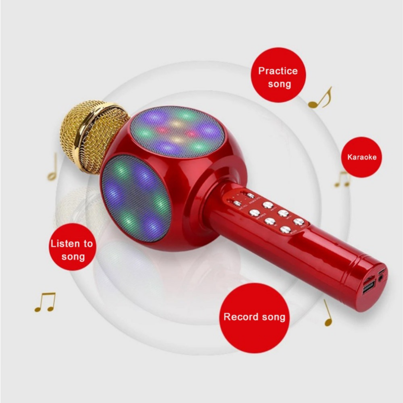 Ws1816 Ktv Music Singing Playing Wireless Speaker Led Light Mini Multifunctional Karaoke Microphone For Singing