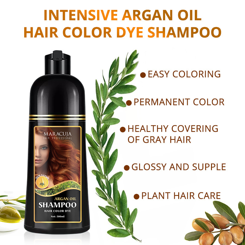 MARACUJA 500ml Argan oil Hair Color Dye Shampoo Private Label Natural Black Color Argan oil  hair  dye shampoo