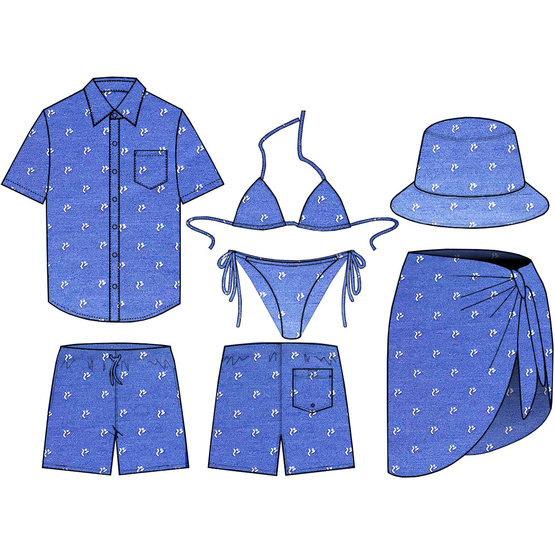 New Summer beach shirts men loose shirt Hawaiian men's shirts short two piece set with fishing hat