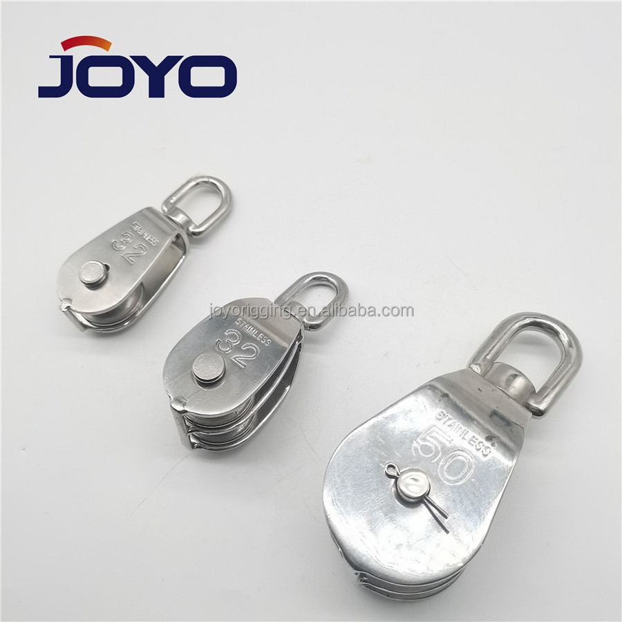 High Quality rigging  block ss304 or ss316 Swivel eye type single sheave stainless steel pulley...