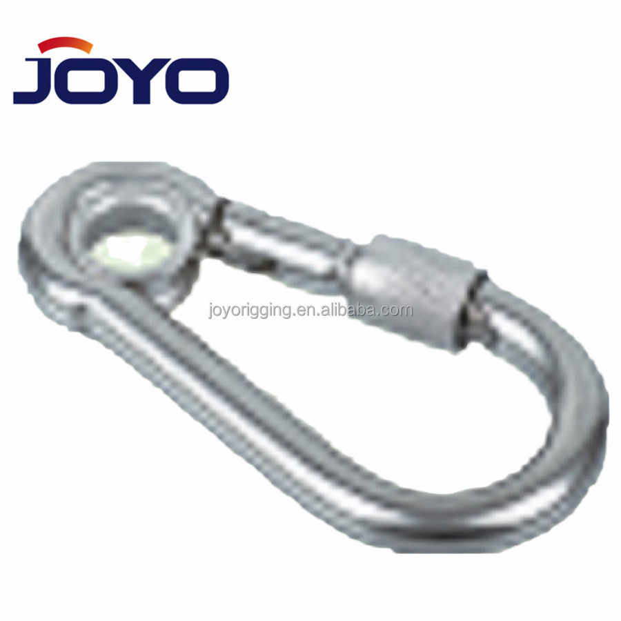 China manufacturer stainless steel 304 or stainless steel 316 carabiner Din5299 Spring Snap Hook with eye and screw.. .