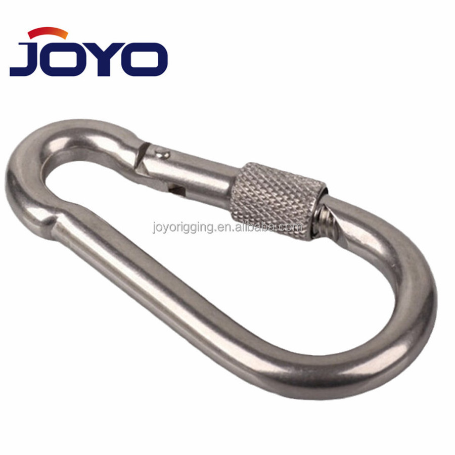 China manufacturer stainless steel 304 or stainless steel 316 carabiner Din5299 Spring Snap Hook with eye and screw.. .