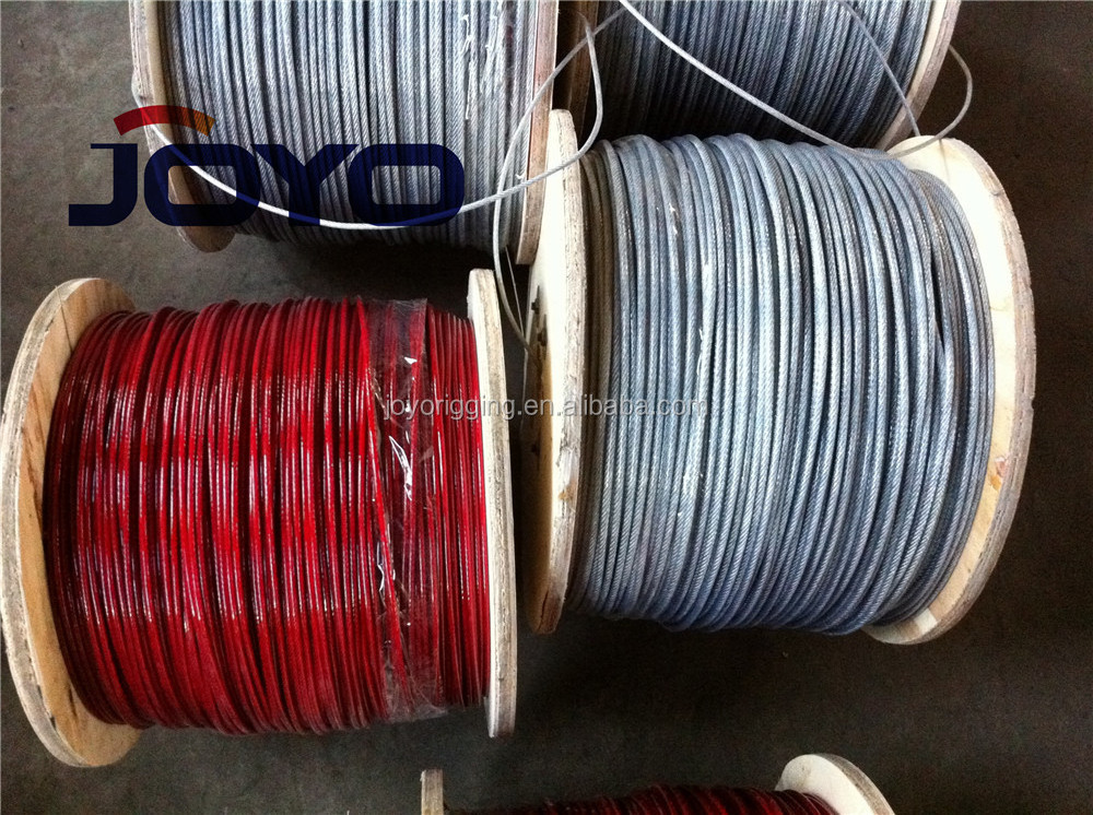 Lowprice Red color PVC coated Galvanized 7X19 steel wire rope...