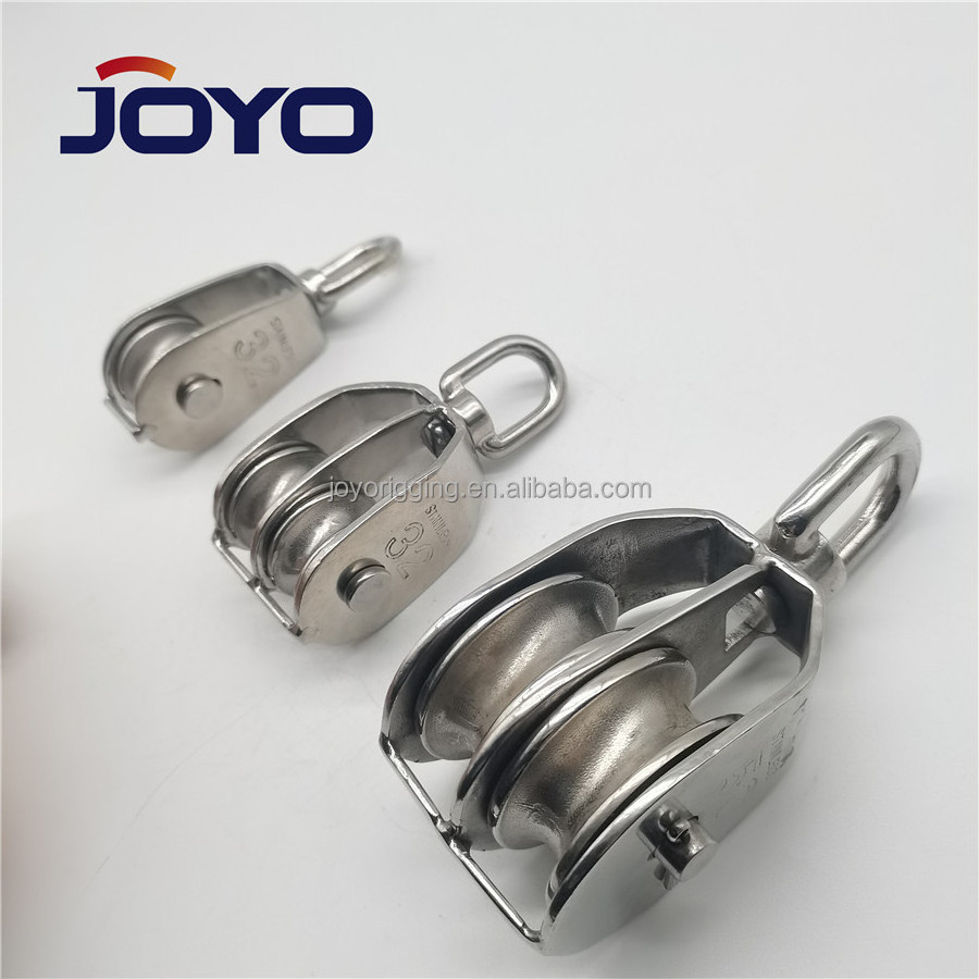 High Quality rigging  block ss304 or ss316 Swivel eye type single sheave stainless steel pulley...