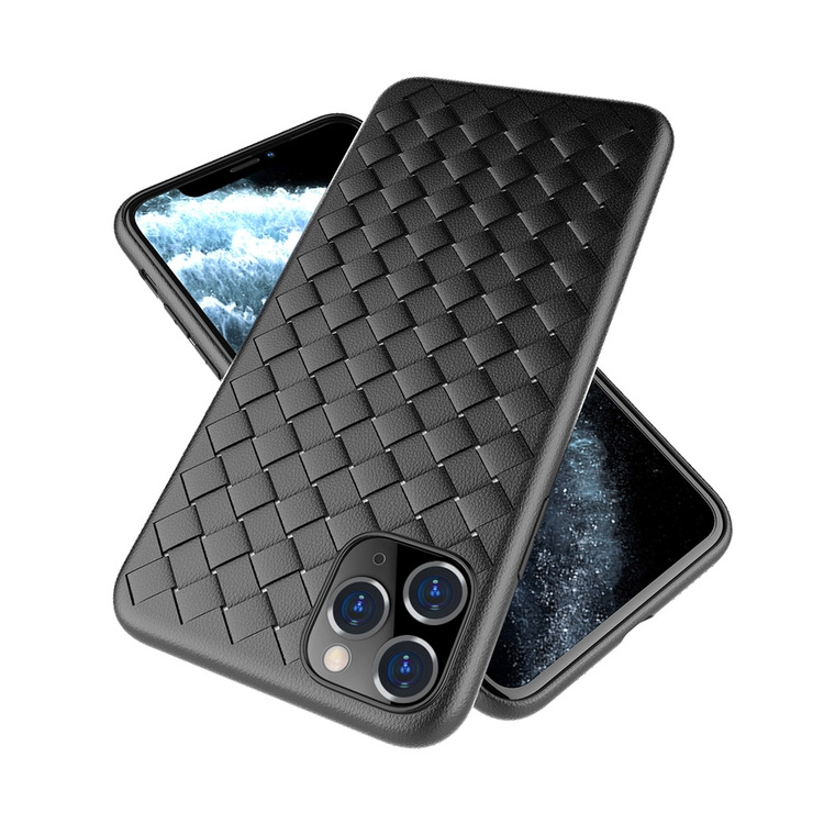 Mobile phone shell leather grain silicone plaid phone case all inclusive anti fall soft shell