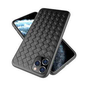 Mobile phone shell leather grain silicone plaid phone case all inclusive anti fall soft shell