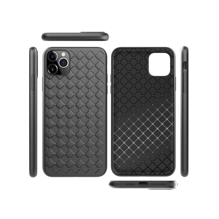 Mobile phone shell leather grain silicone plaid phone case all inclusive anti fall soft shell