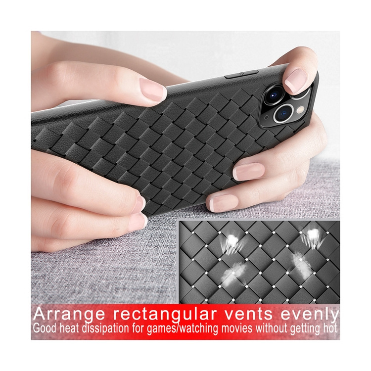 Mobile phone shell leather grain silicone plaid phone case all inclusive anti fall soft shell