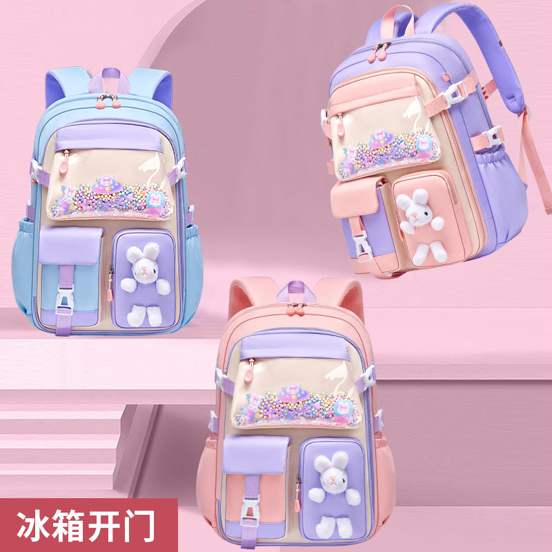 2023 New Waterproof Mochila School Bags For Girl Cute Rabbit Backpack For Kids High Quality 180degrees Open