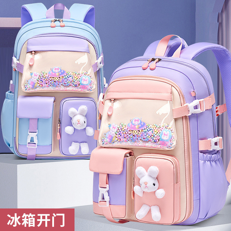 2023 New Waterproof Mochila School Bags For Girl Cute Rabbit Backpack For Kids High Quality 180degrees Open