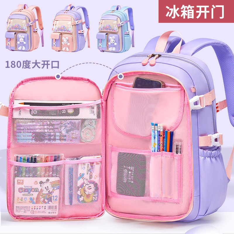 2023 New Waterproof Mochila School Bags For Girl Cute Rabbit Backpack For Kids High Quality 180degrees Open