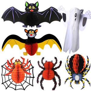 Hanging Spider Ghost Bat Honeycombs Paper Lanterns Halloween Decorations For Party