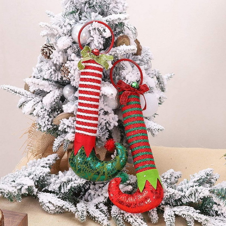 2022 Christmas Striped Elf Leg Hanging Ornaments for XMAS Holiday Home Door Hangers Decoration