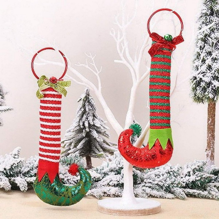 2022 Christmas Striped Elf Leg Hanging Ornaments for XMAS Holiday Home Door Hangers Decoration