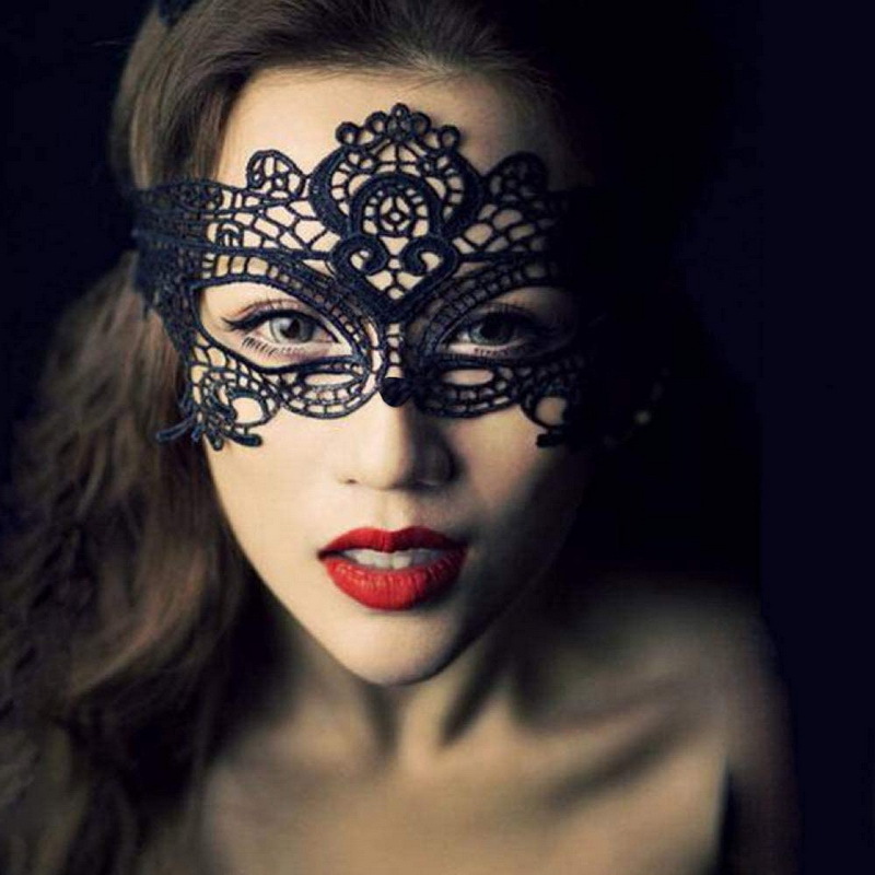 Lace Eye Mask Sexy Black Masquerade Masks Mysterious Lace Face Mask for Women Halloween Carnival Party Decorations Costume Black