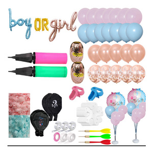 248pcs Gender Reveal Pastel Balloon Arch Garland Manual Pump Kit Party Supplies w/Paper Confetti 36 inch Big Black Balloons