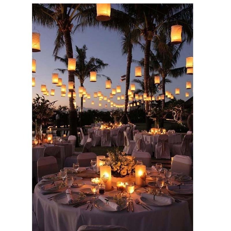 10*15cm White hanging cylinder Paper Lantern with metal candle holder for wedding party