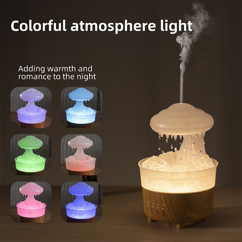 Raining Cloud Aromatherapy Essential Oil Diffuser Micro Humidifier Desk Fountain Bedside Sleeping Relaxing Mood Water Drop Sound