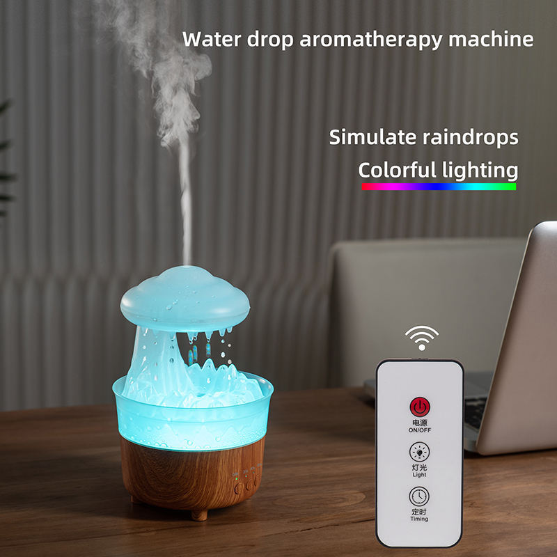 Raining Cloud Aromatherapy Essential Oil Diffuser Micro Humidifier Desk Fountain Bedside Sleeping Relaxing Mood Water Drop Sound