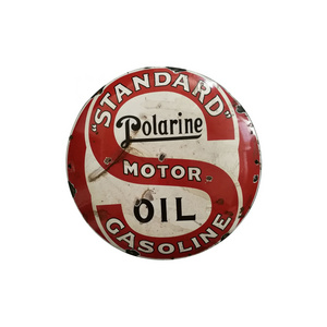 Custom Logo Printed Advertising Gasoline Motor Oil Decoration Metal Tin Porcelain Signpost Plate Round Domed Vintage Enamel Sign