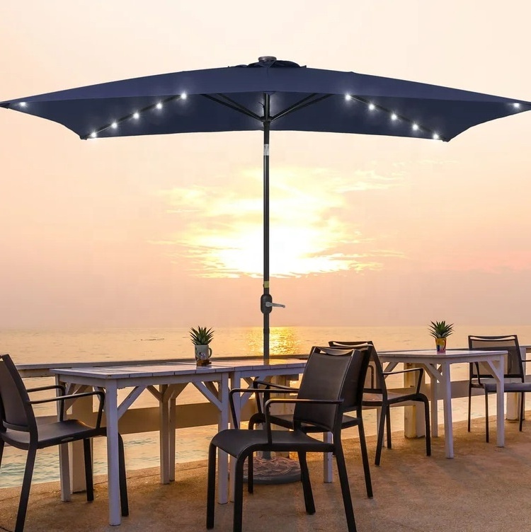 Rectangular Patio Umbrella LED Lights Free Shipping Waterproof with Solar Lights 6.5 Ft X 10 Ft 26 Outdoor Furniture Modern