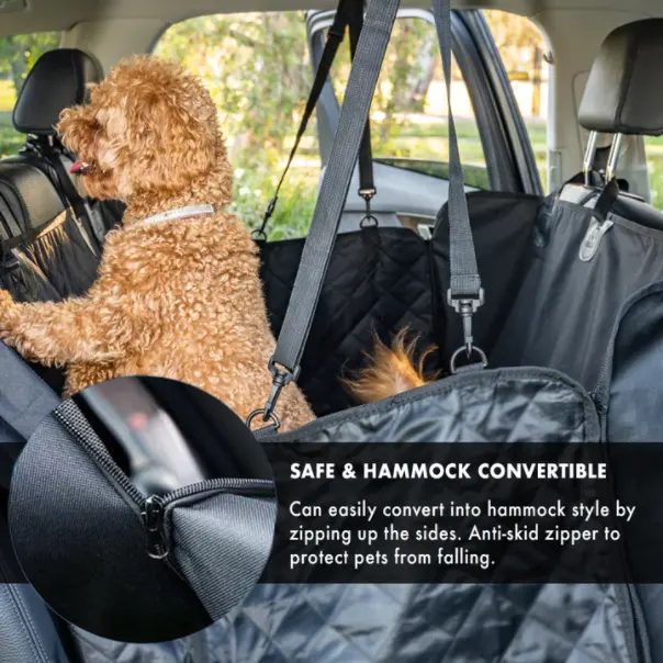 High Quality Waterproof Black Universal Small Animals Polyester Padded Hammock Rear Back Seat Mat Pet Dog Car Seat Cover For Car