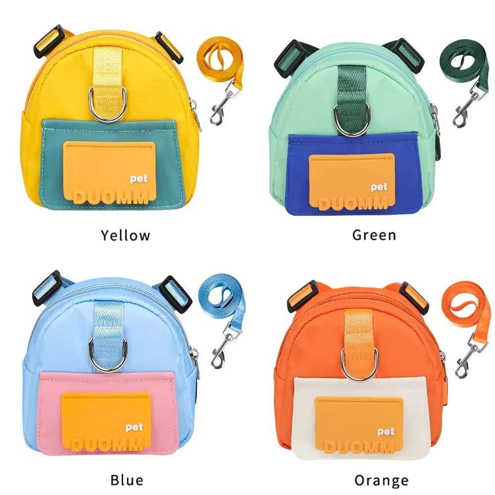 Pet Backpack Small Dog Self Mini Carrier Back Pack Pocket Saddle Bags Puppy Bag with Training Lead Leash