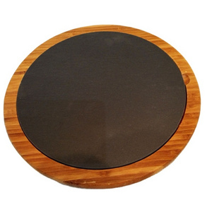 Factory Wholesale Natural Made In China Plate With Bamboo Base Slate Serving Wooden Tray Set