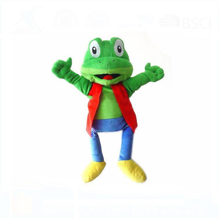 Wholesale Custom Polyester Plush Animal Frog Hand Puppet For Adult