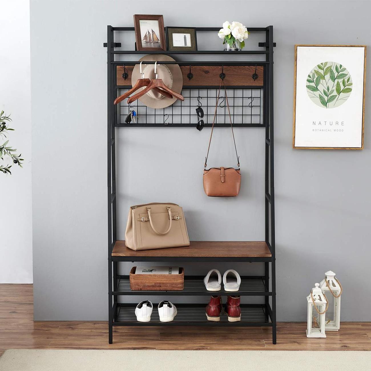 Mudroom Bench with Storage and Hook Entryway Organizer Hall Trees Bench and Coat Rack Hanger