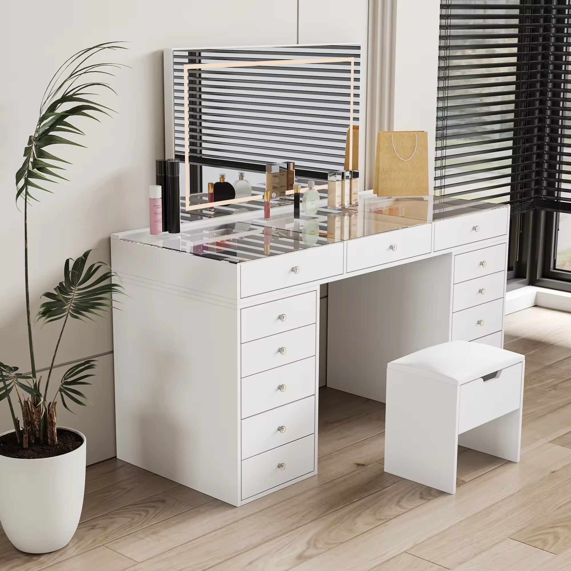 modern bedroom coiffeuse furniture storage dresser avec miroir vanity makeup vanities dressing table with led light dressers