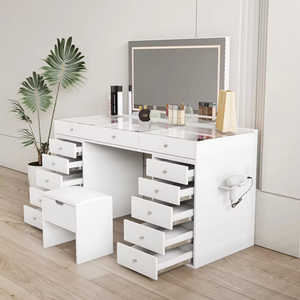 Modern Bedroom Coiffeuse Furniture Storage Dresser Avec Miroir Vanity Makeup Vanities Dressing Table With Led Light Dressers