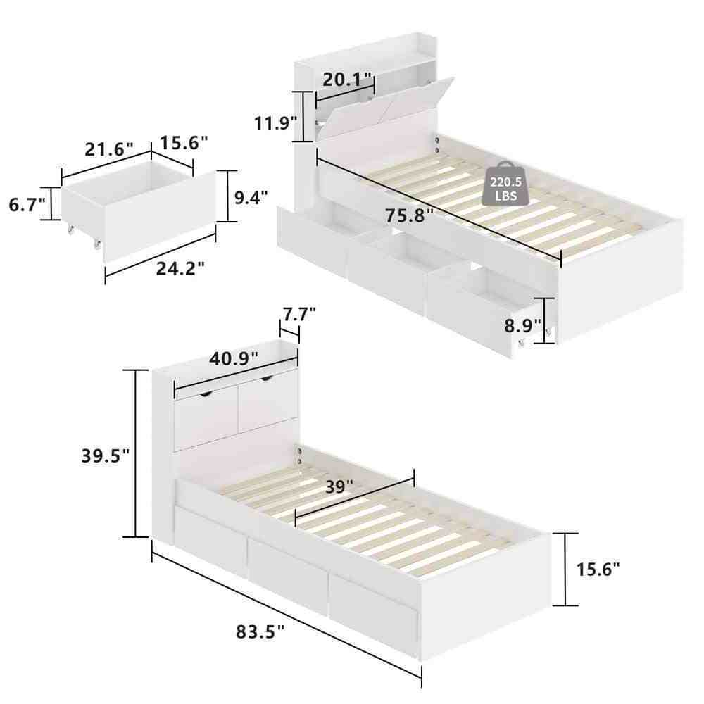 single wooden king size queen double bed with drawer and storage luxury modern bed wooden beds bedroom furniture