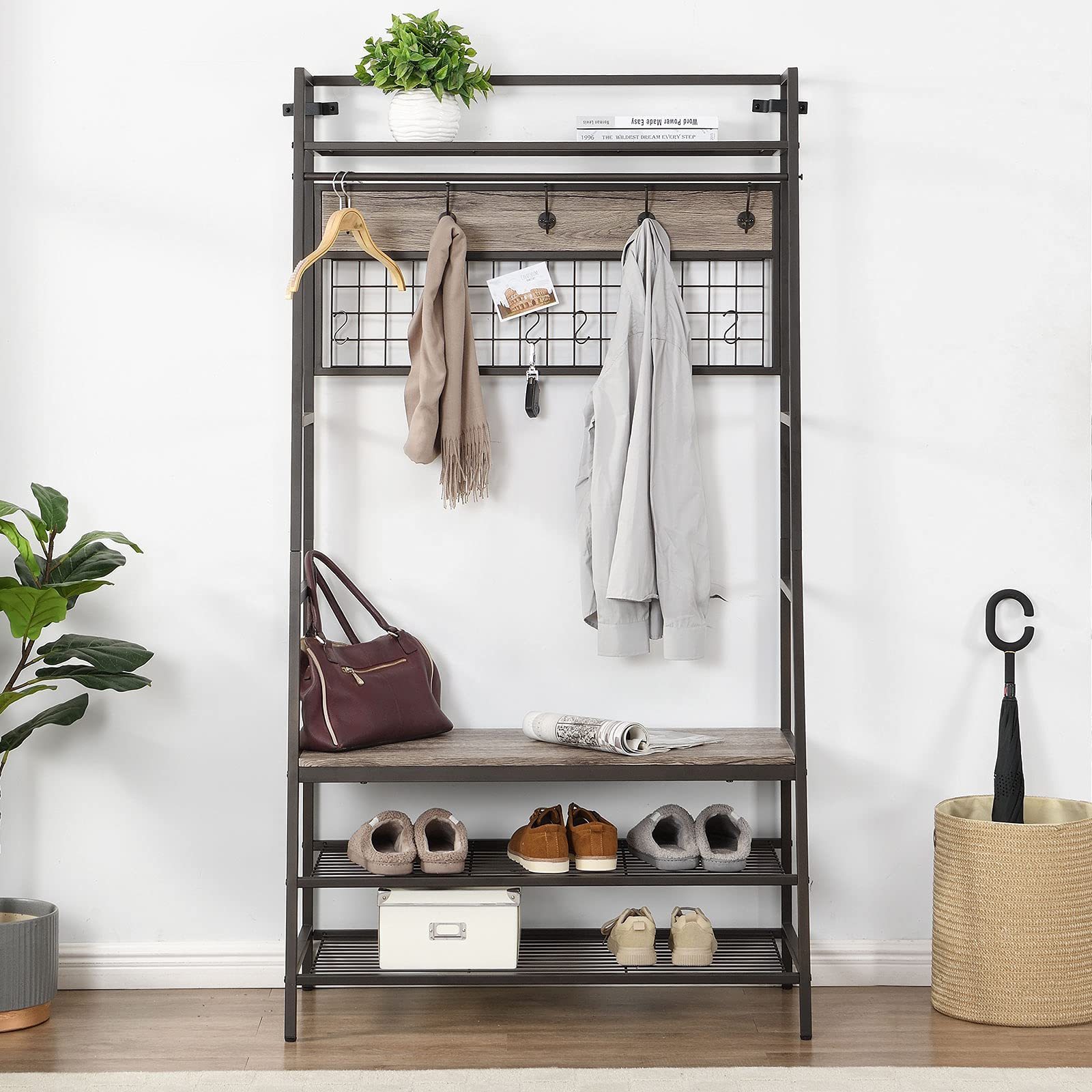 Mudroom Bench with Storage and Hook Entryway Organizer Hall Trees Bench and Coat Rack Hanger