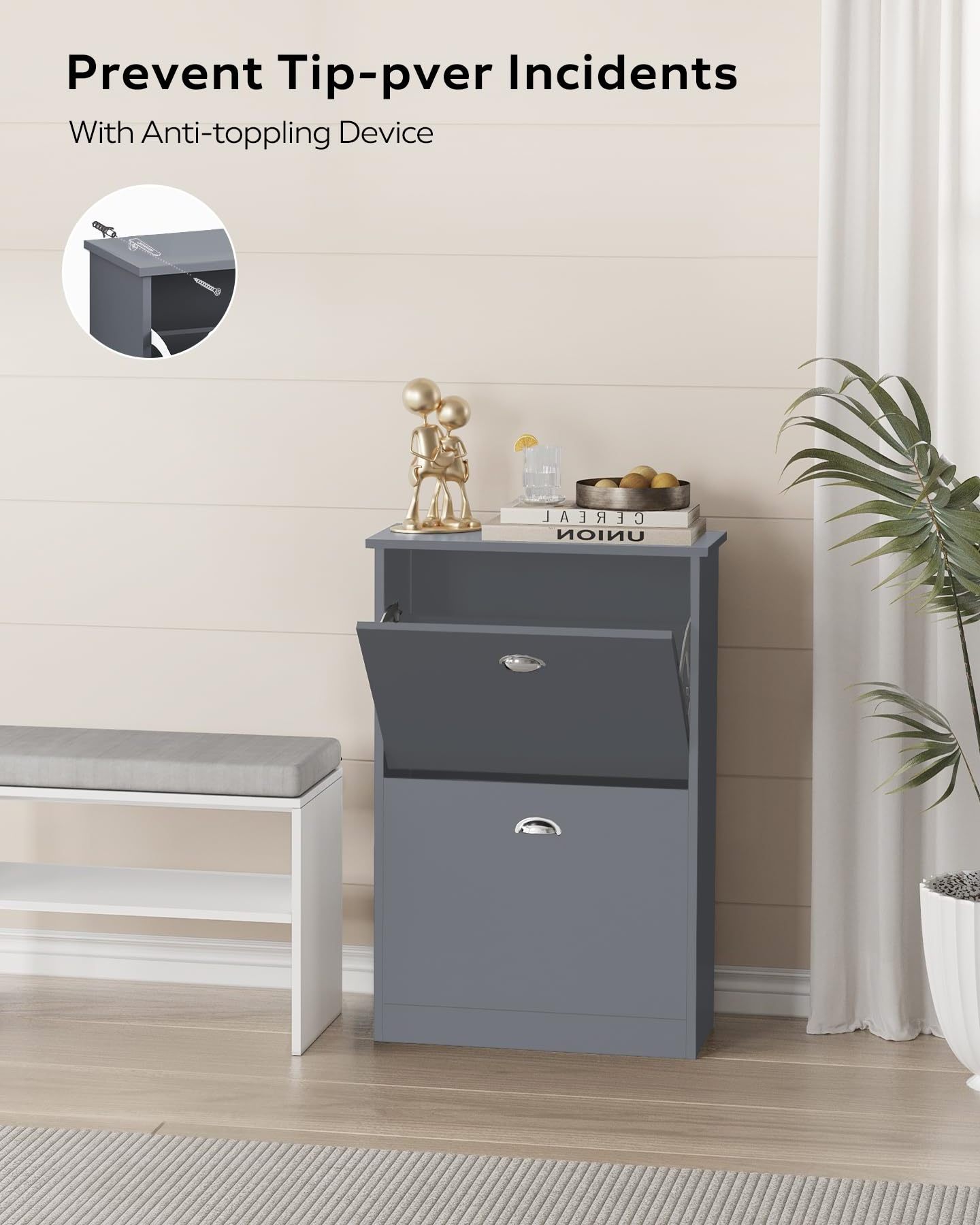 shoe storage cabinet with 2 flip drawers freestanding organizer with metal legs for entryway narrow shoe cabinet