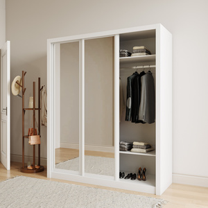 modern design uv high glass surface  2 doors cheap wardrobe with mirror wardrobe clothes organize bedroom furniture