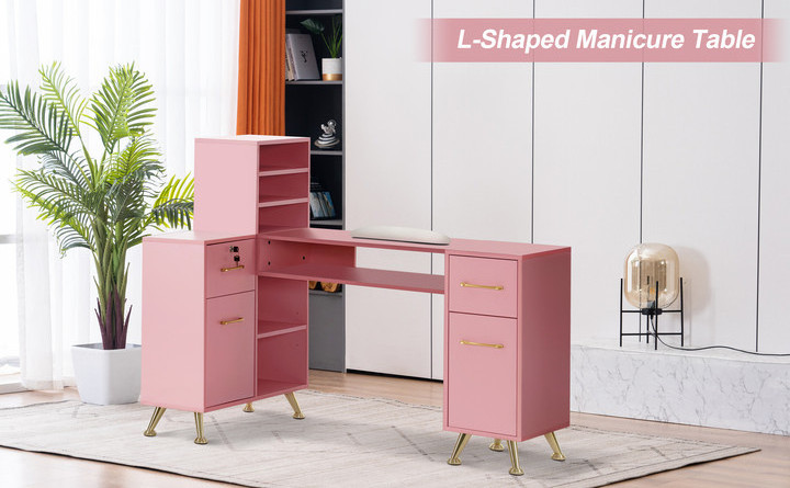 pink nail desk table for nails salon furniture manicure tavolo unghie mesa de design desk with dust collector nail tech chair