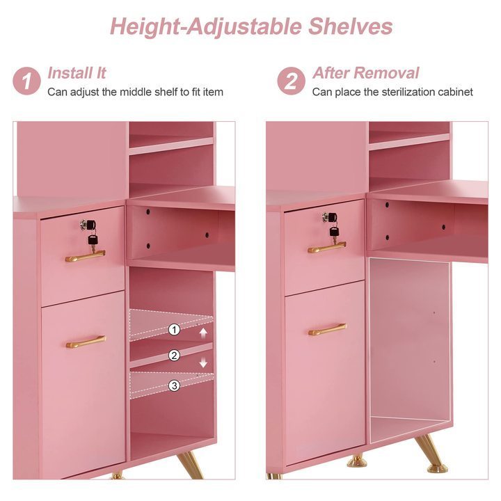 pink nail desk table for nails salon furniture manicure tavolo unghie mesa de design desk with dust collector nail tech chair