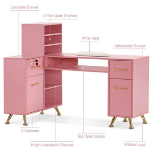 pink nail desk table for nails salon furniture manicure tavolo unghie mesa de design desk with dust collector nail tech chair