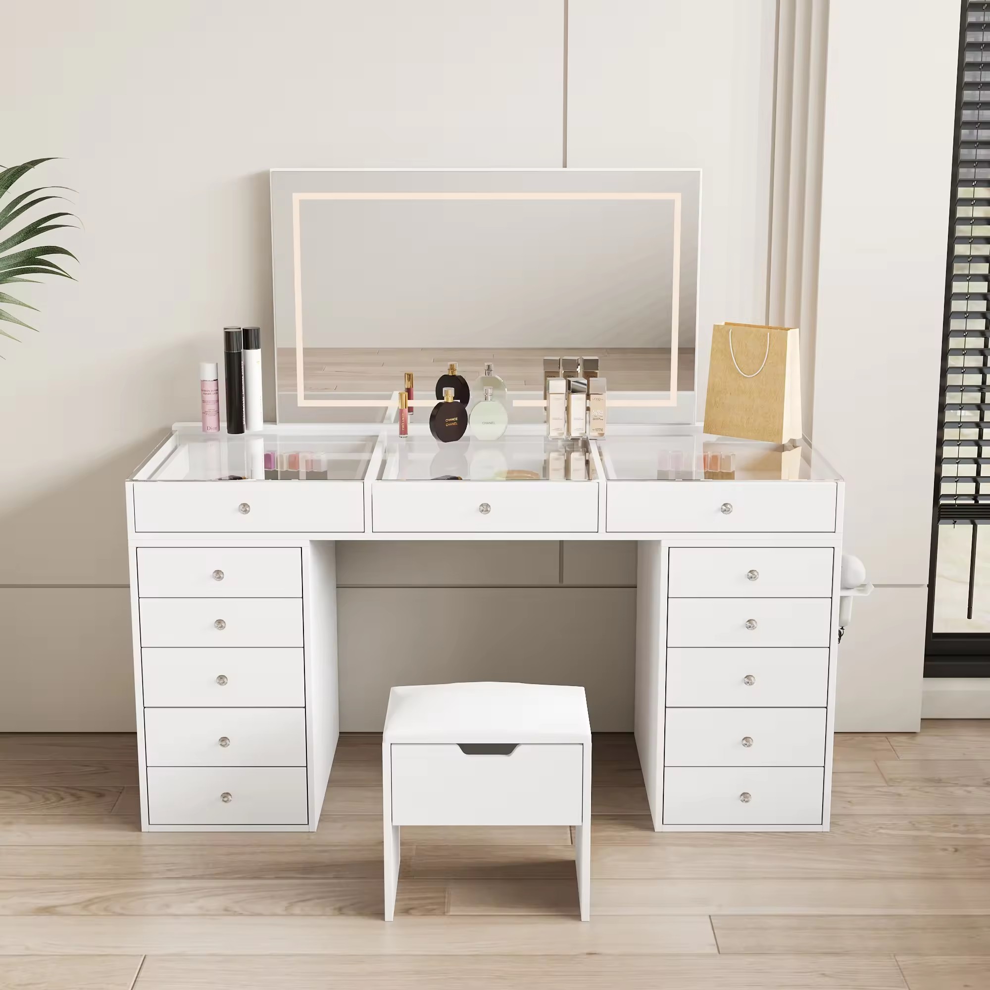 modern bedroom coiffeuse furniture storage dresser avec miroir vanity makeup vanities dressing table with led light dressers