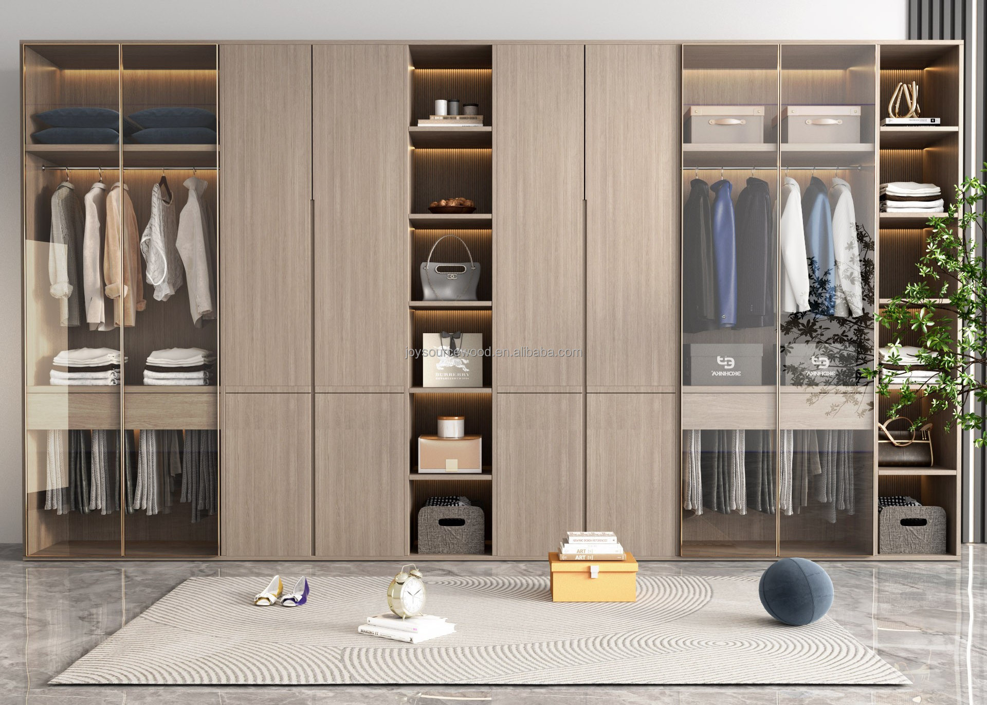 Built in wardrobes luxury furniture wooden walk in mirror for women rooms closets mdf bedroom wall wardrobe