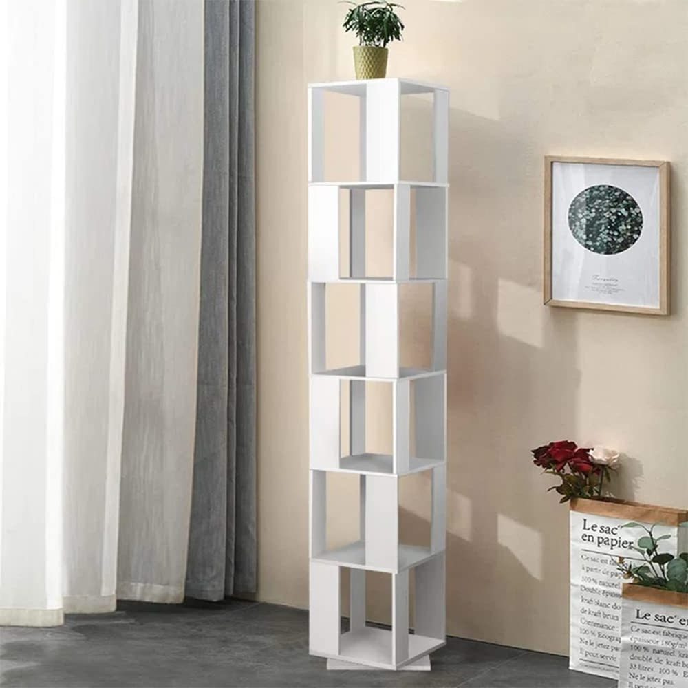 Shoe Storage Rack Wooden Rotating Book Shelf 6 Tier 360 Floor Standing Revolving Bookcase Storage Rack